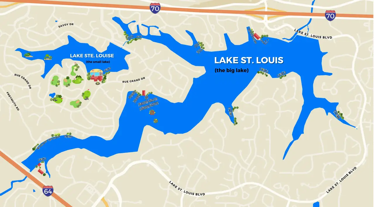 Map of Lake St. Louis showing the Big Lake and Small Lake (Lake Ste. Louise)