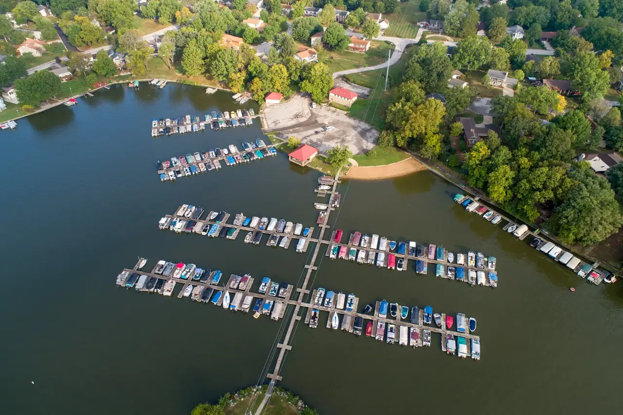 Community marina and boat docks at Lake St. Louis